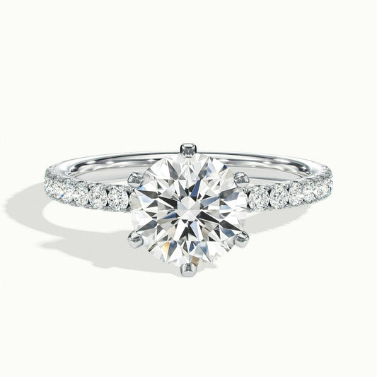 1.50CT Round Cut Moissanite Pave Diamond Engagement Ring