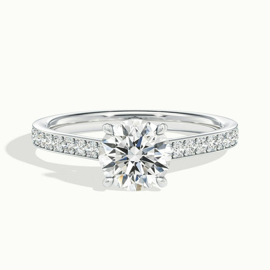 1.50CT Round Cut Channel Set Pave Moissanite Diamond Engagement Ring