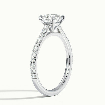 1.50CT Round Cut Pave Moissanite Diamond Engagement Ring