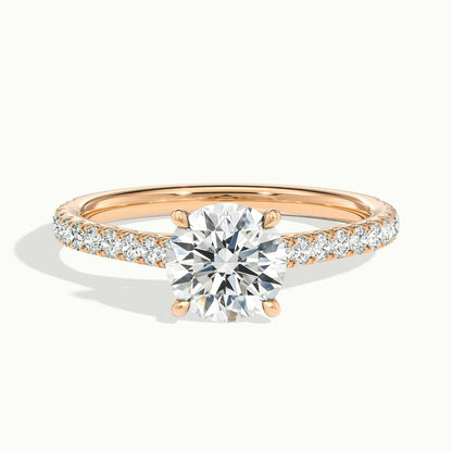 1.50CT Round Cut Pave Moissanite Diamond Engagement Ring