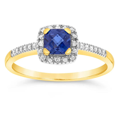 2 Carat Cushion Sapphire Gemstone 4 Prong Setting Halo Engagement Ring