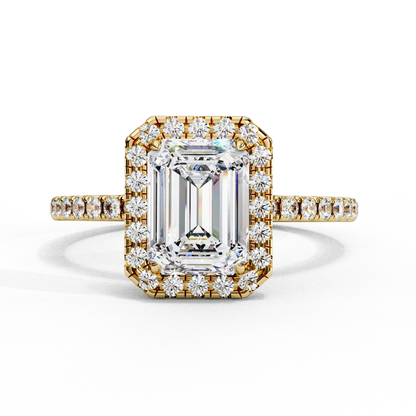 2 Carat Emerald Cut Halo Lab Diamond Engagement Ring In White Gold