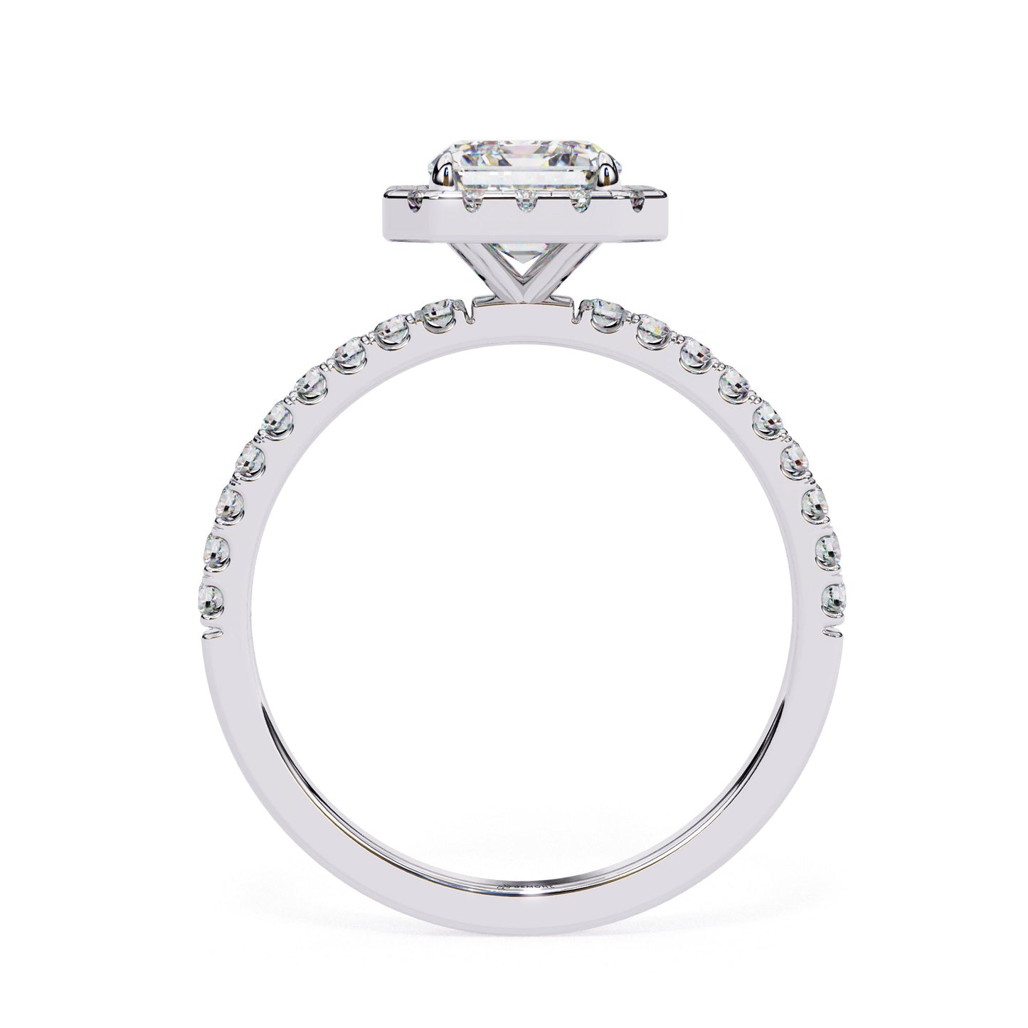 2 Carat Emerald Cut Halo Lab Diamond Engagement Ring In White Gold