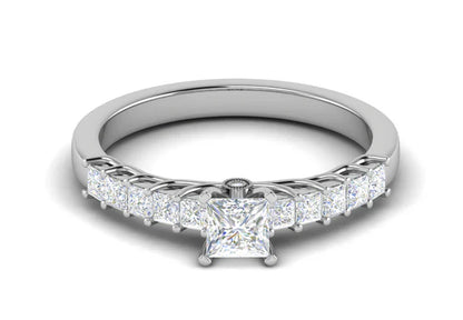 2 Carat Princess Cut 4 Prong Set Lab Diamond Engagement Ring In White Gold