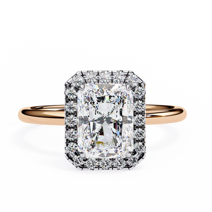 2 Carat Radiant Cut Halo Lab Diamond Engagement Ring In White Gold