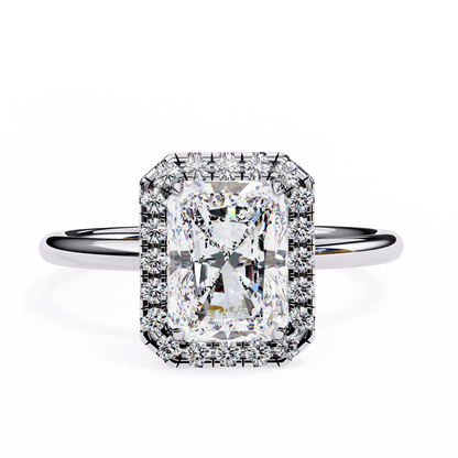 2 Carat Radiant Cut Halo Lab Diamond Engagement Ring In White Gold