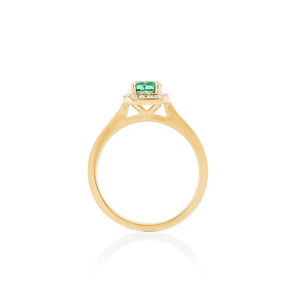 2 Carat Round Cut Peridot Gemstone Prong Setting Halo Engagement Ring