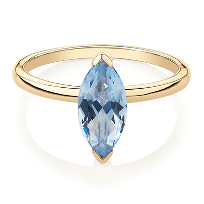 2 Ct Marquise Cut Solitaire Blue Lab Diamond Engagement Ring In Yellow Gold