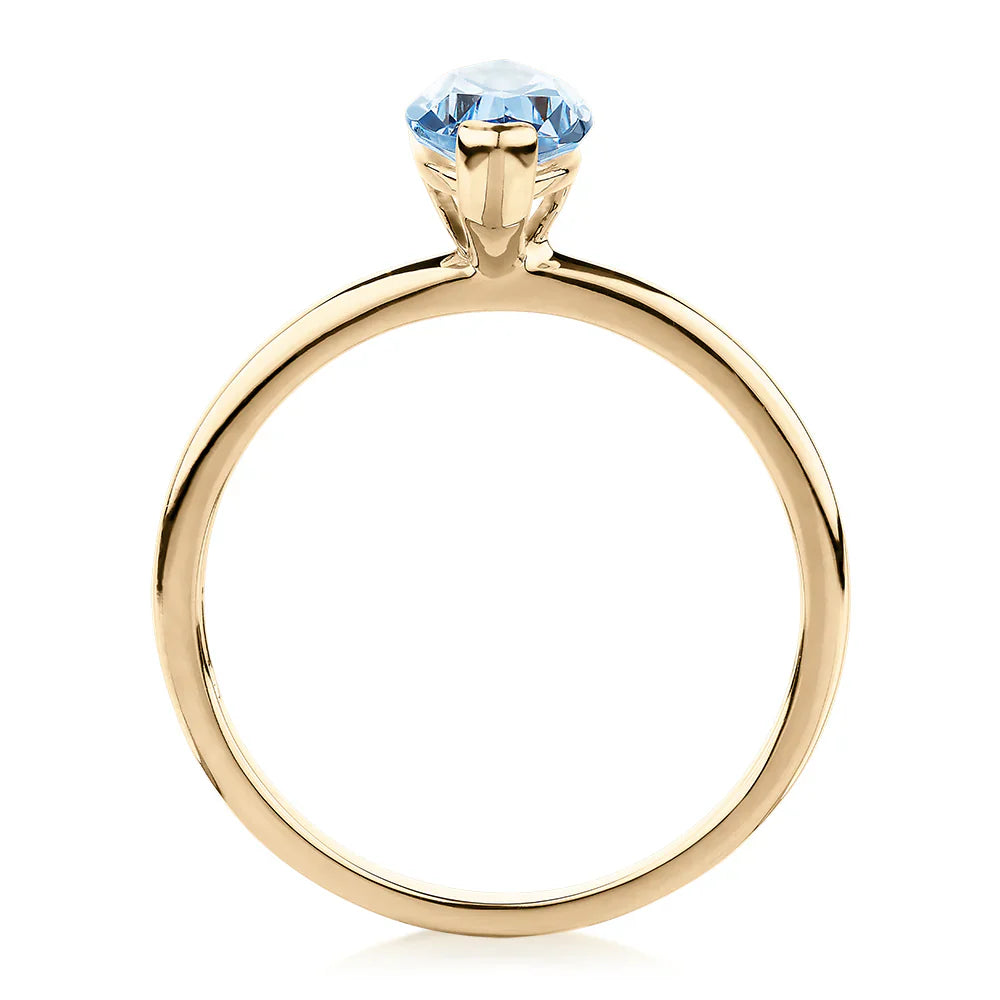 2 Ct Marquise Cut Solitaire Blue Lab Diamond Engagement Ring In Yellow Gold