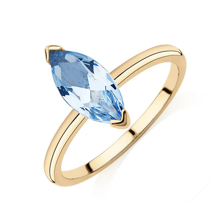 2 Ct Marquise Cut Solitaire Blue Lab Diamond Engagement Ring In Yellow Gold