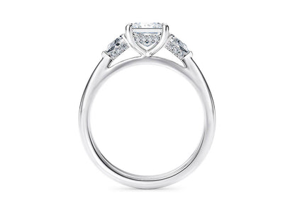 1.35 Ct Princess And Pear Cut Three Stone Lab Diamond Engagement Ring In White Gold