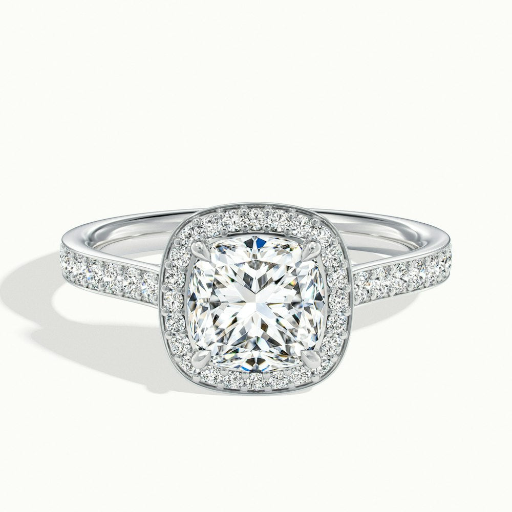 1.50CT Cushion Cut Channel Set Pave Diamond Moissanite Engagement Ring