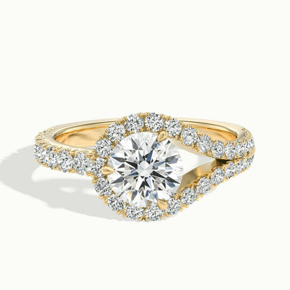 1.50CT Round Cut Moissanite Antique Halo Diamond Engagement Ring