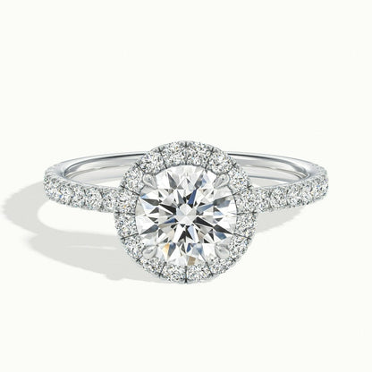 1.50CT Round Cut Diamond Halo Moissanite Engagement Ring