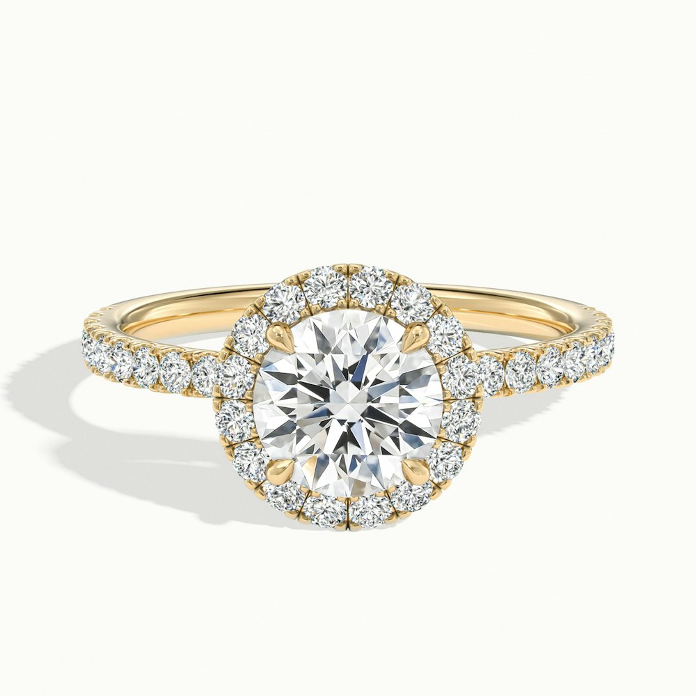 1.50CT Round Cut Diamond Halo Moissanite Engagement Ring