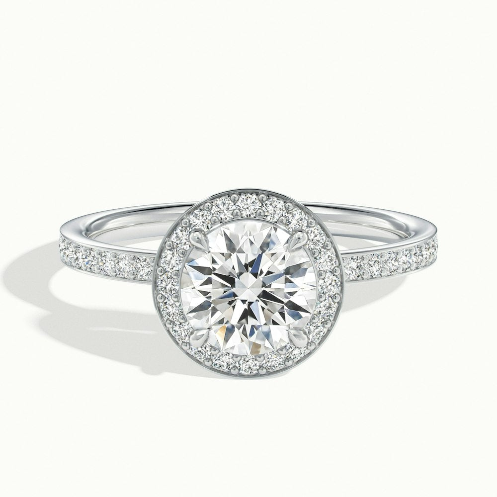 1.50CT Round Cut Channel Set Pave Diamond Moissanite Engagement Ring