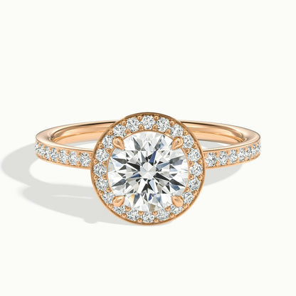 1.50CT Round Cut Channel Set Pave Diamond Moissanite Engagement Ring