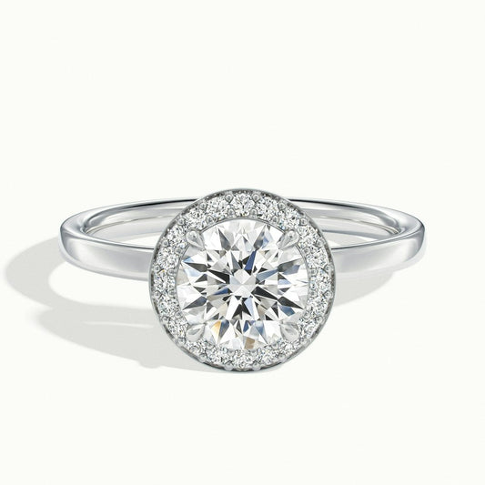 1.50CT Round Cut Channel Set Halo Diamond Moissanite Engagement Ring