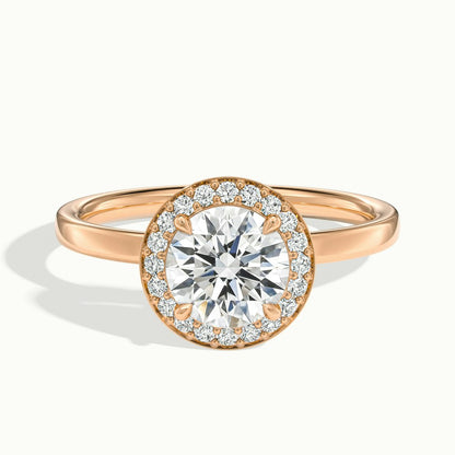 1.50CT Round Cut Channel Set Halo Diamond Moissanite Engagement Ring