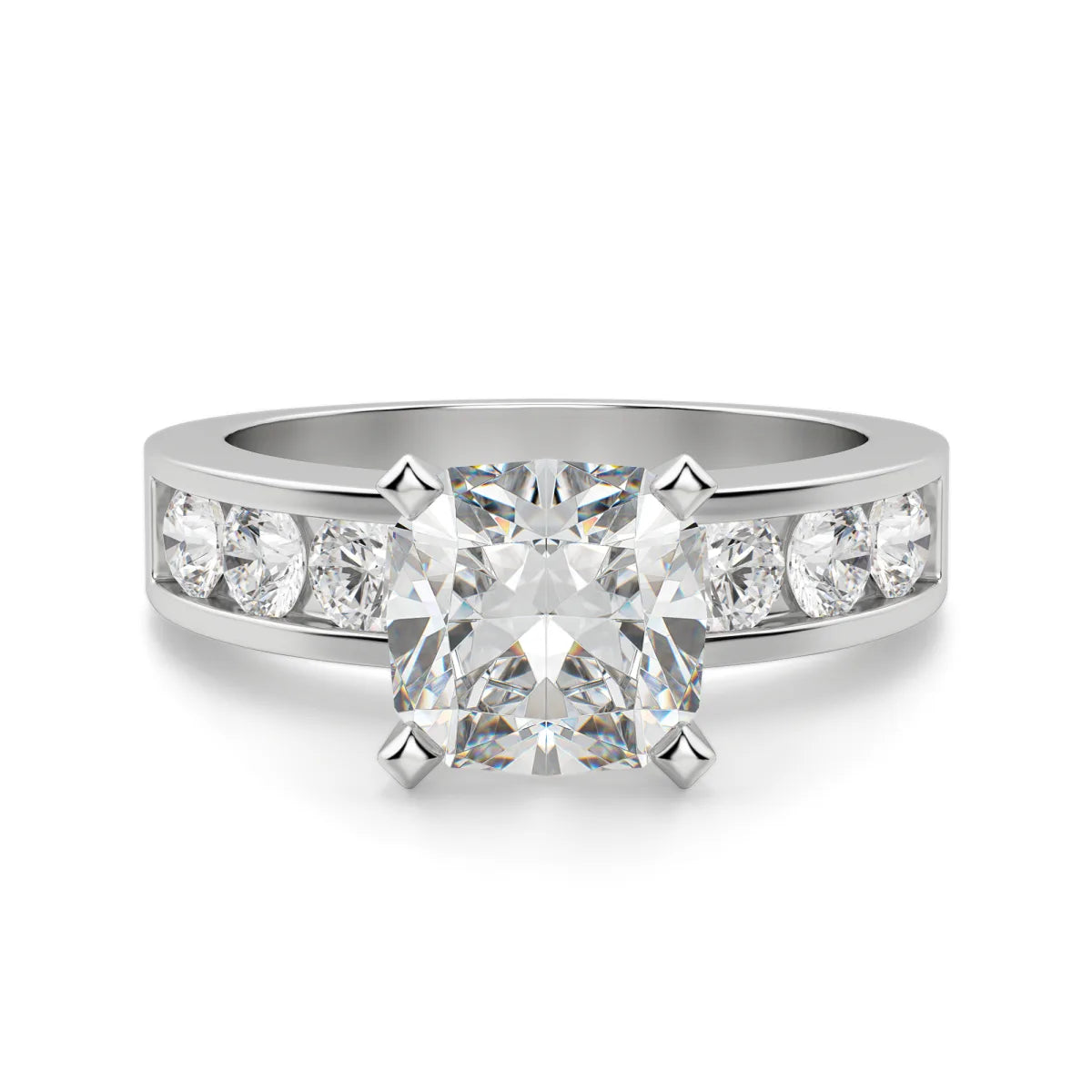 1.60 Ct Cushion Cut 4 Prong Set Lab Diamond Engagement Ring In White Gold