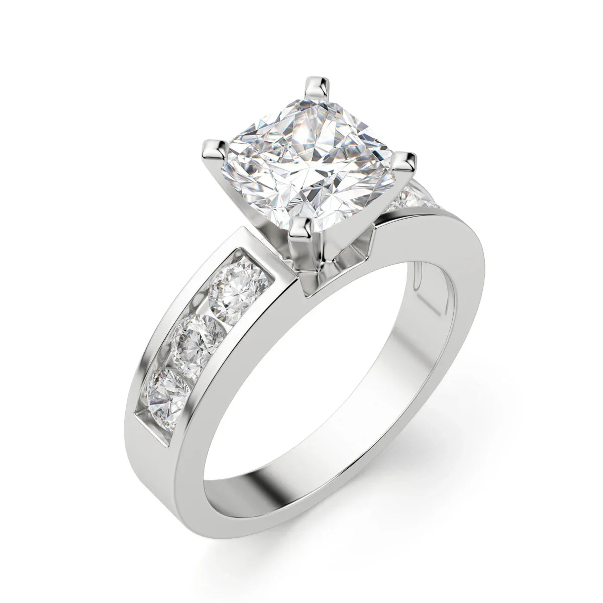 1.60 Ct Cushion Cut 4 Prong Set Lab Diamond Engagement Ring In White Gold