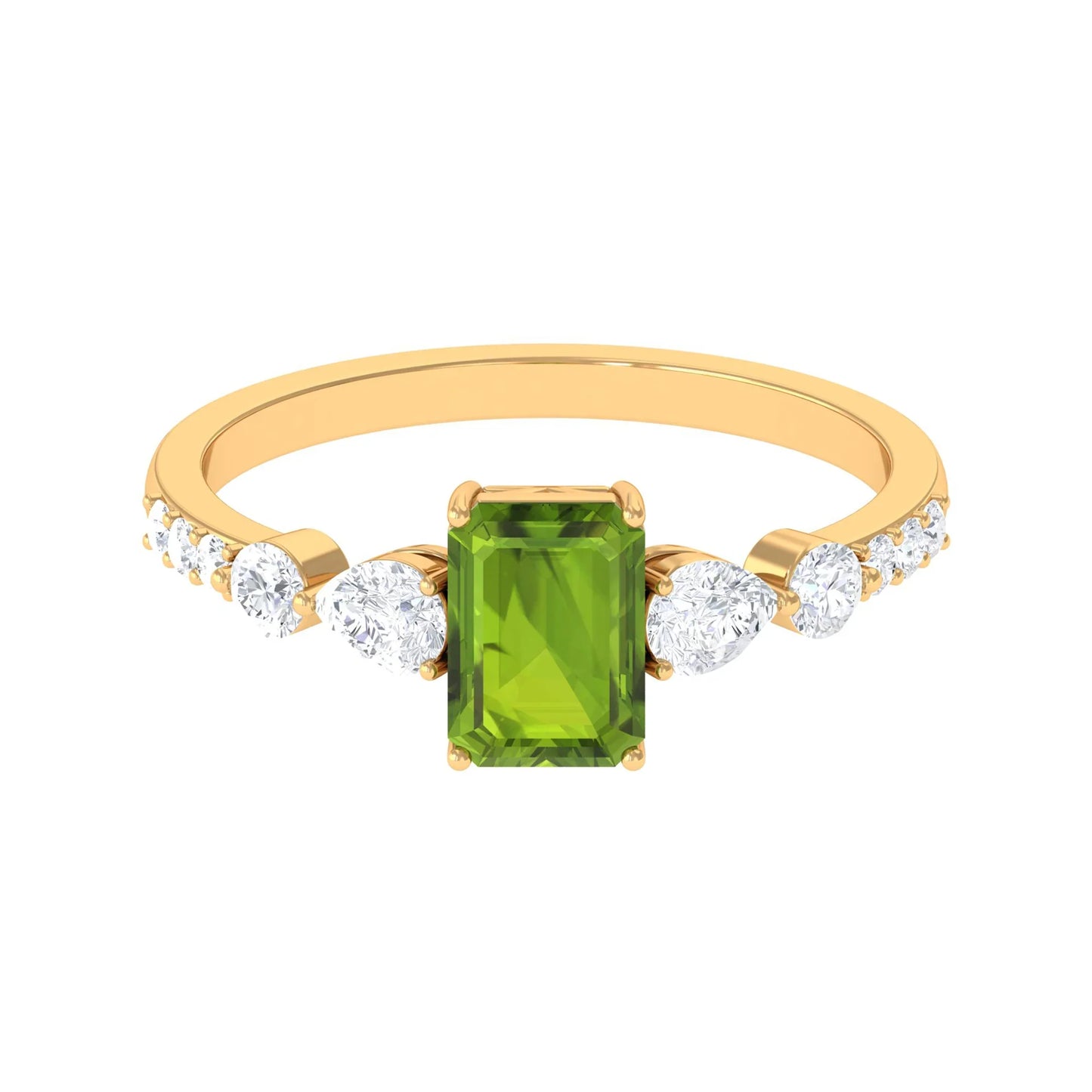 3 Carat Emerald Peridot Gemstone Engagement Ring