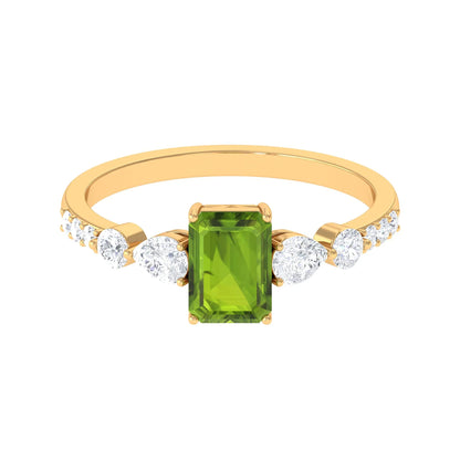 3 Carat Emerald Peridot Gemstone Engagement Ring