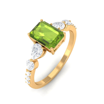 3 Carat Emerald Peridot Gemstone Engagement Ring