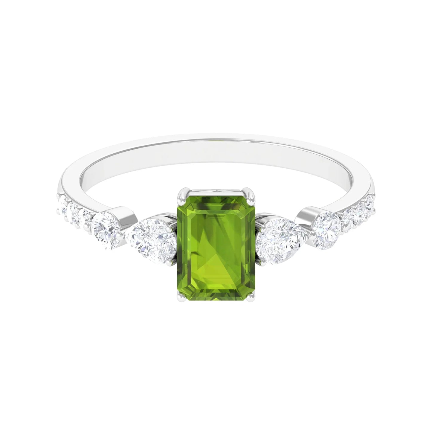 3 Carat Emerald Peridot Gemstone Engagement Ring