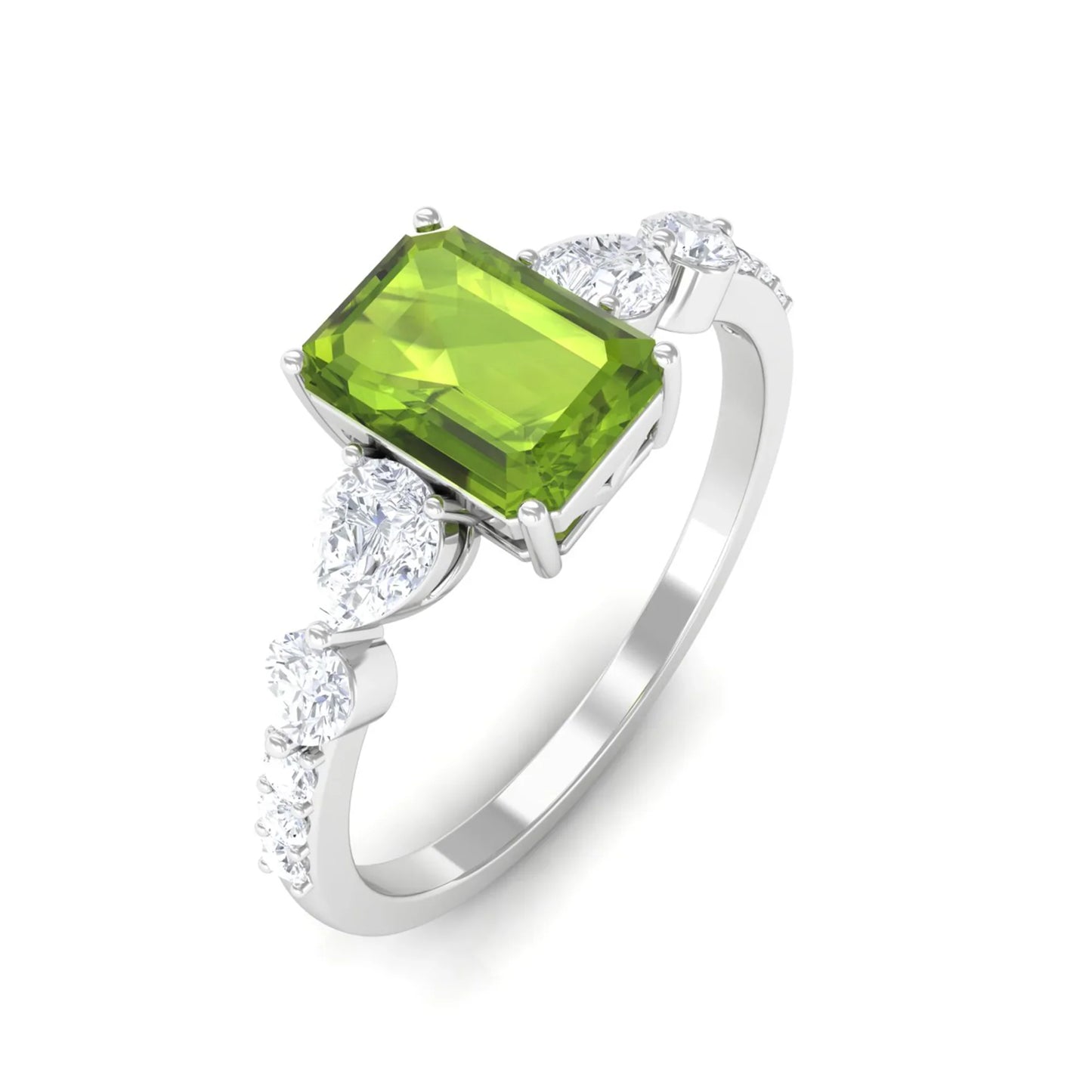 3 Carat Emerald Peridot Gemstone Engagement Ring