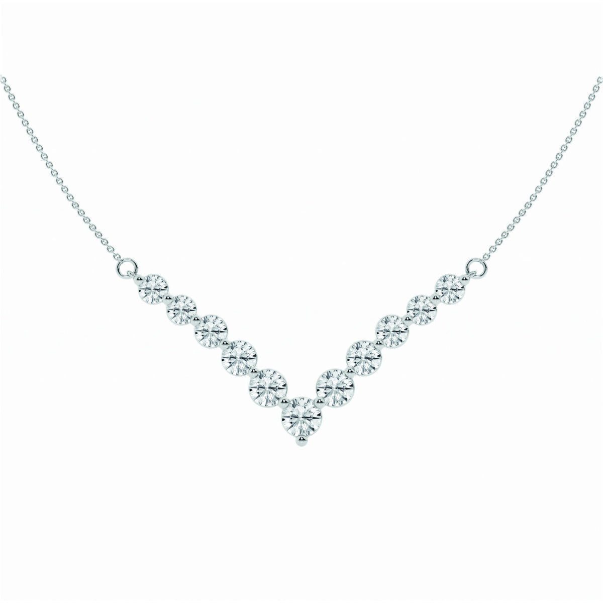 2.15 TCW Round Moissanite Diamond Chevron Style Necklace