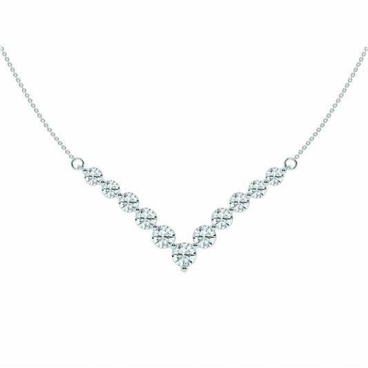 2.15 TCW Round Moissanite Diamond Chevron Style Necklace