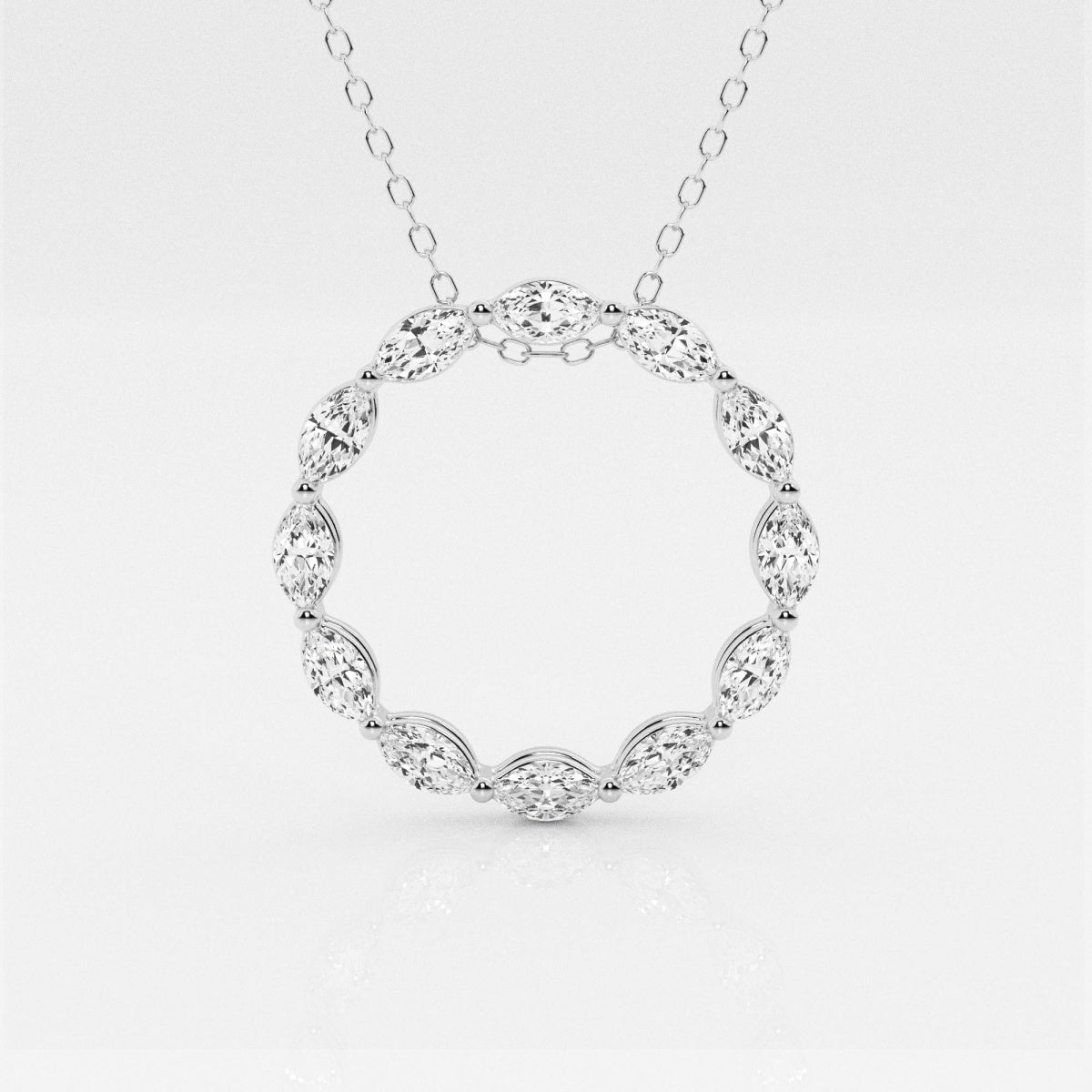 1.01 TCW Maquise Moissanite Diamond Circle Pendent Necklace