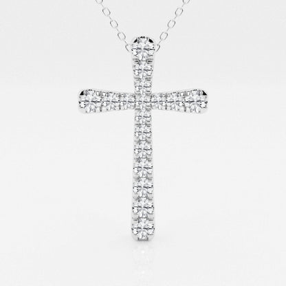 1.03 TCW Round Moissanite Diamond Cross Necklace