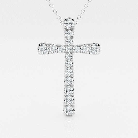 1.03 TCW Round Moissanite Diamond Cross Necklace