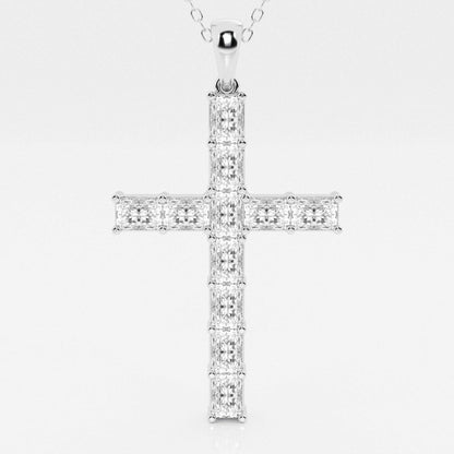 2.06 TCW Radiant Moissanite Diamond Cross Necklace