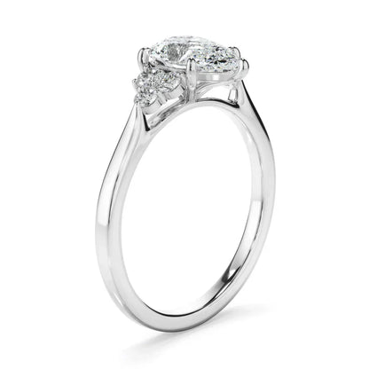 2 Carat Pear Shape Cluster Moissanite Engagement Ring in White Gold