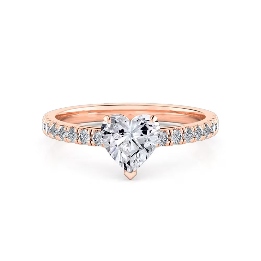 1.50 Carat Heart Shaped Prong Set Solitaire Lab Diamond Engagement Ring In White Gold