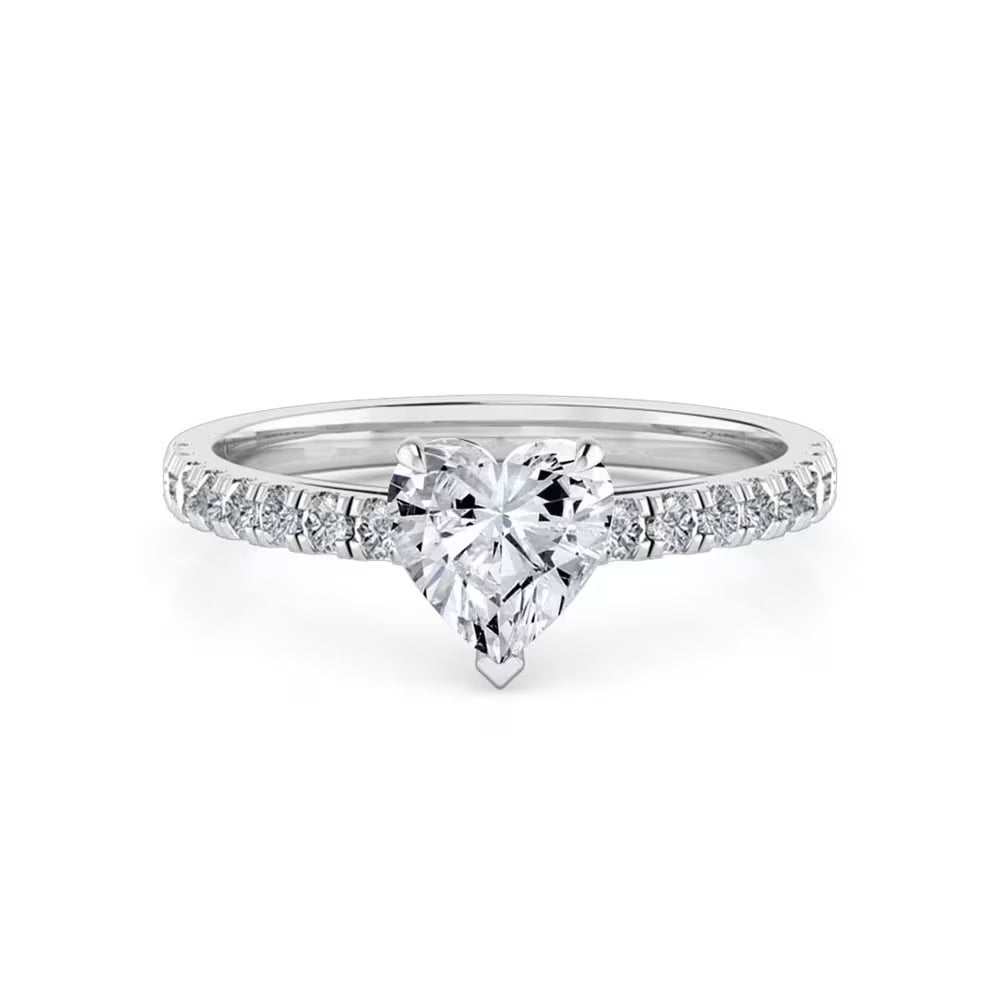 1.50 Carat Heart Shaped Prong Set Solitaire Lab Diamond Engagement Ring In White Gold