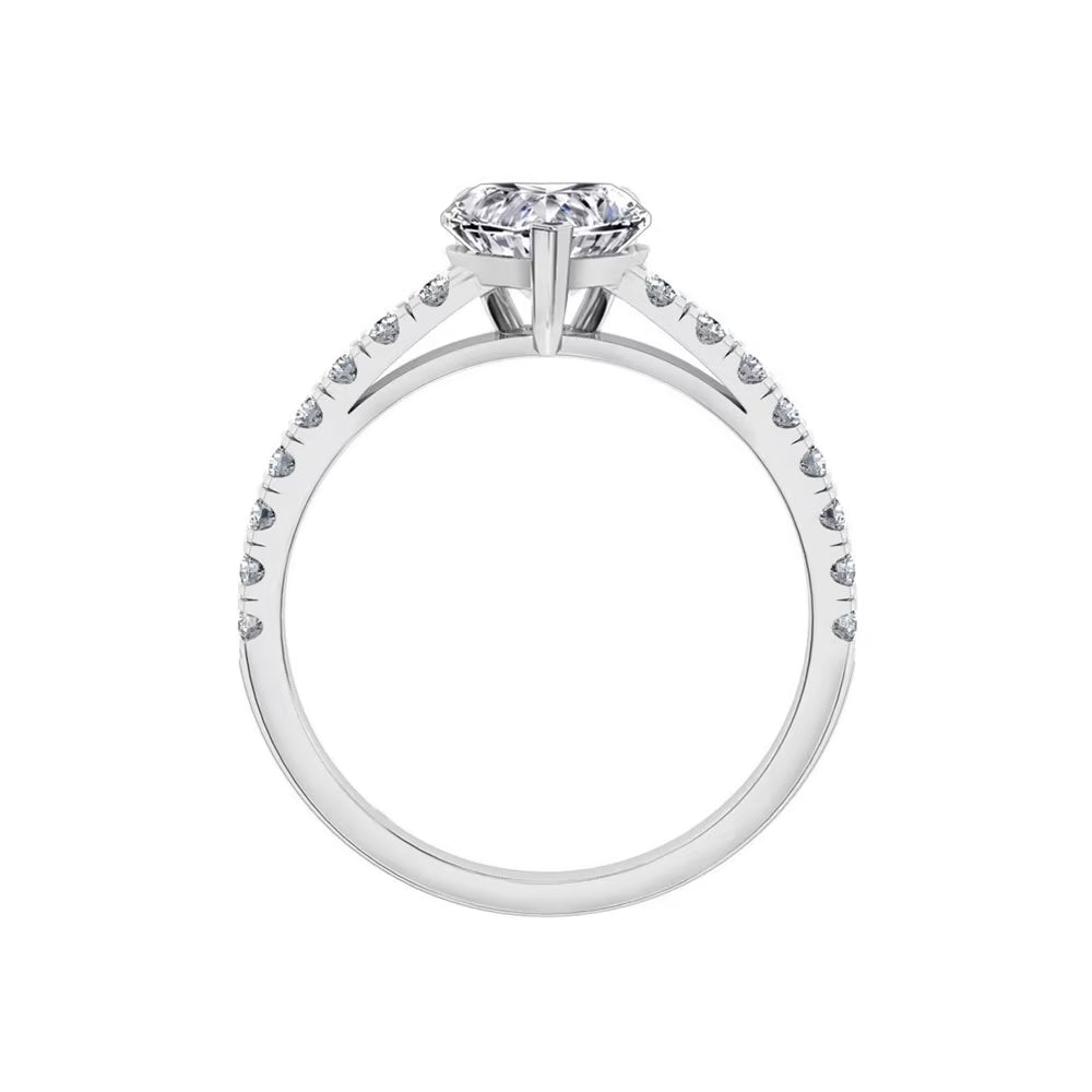 1.50 Carat Heart Shaped Prong Set Solitaire Lab Diamond Engagement Ring In White Gold