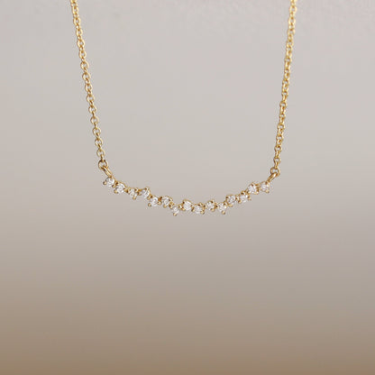 Round Cut Diamond Curved Cluster Necklace for Women