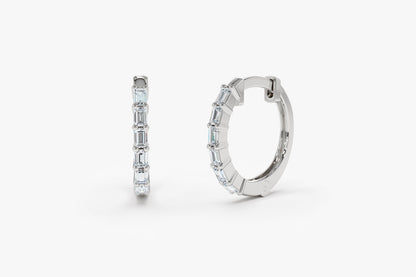 Baguette Cut Diamond Moissanite Hoop Earring Gift for Women