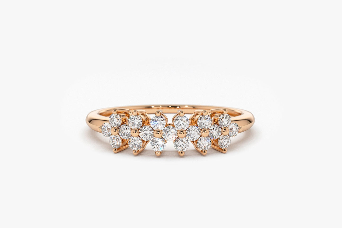 Round Cut Diamond Cluster Wedding Ring in 18K Solid Gold for Women