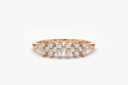 Round Cut Diamond Cluster Wedding Ring in 18K Solid Gold for Women