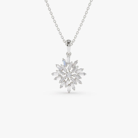 Baguette Cut Diamond Cluster Necklace for Women