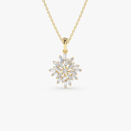 Baguette Cut Diamond Cluster Necklace for Women