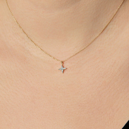 Round Cut Diamond North Star Necklace for Women