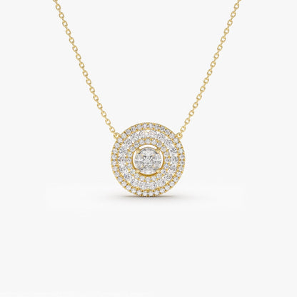 Round Cut Diamond Circle Pendant Necklace for Women