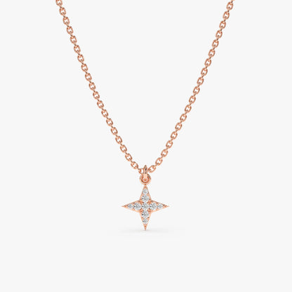 Round Cut Diamond North Star Necklace for Women