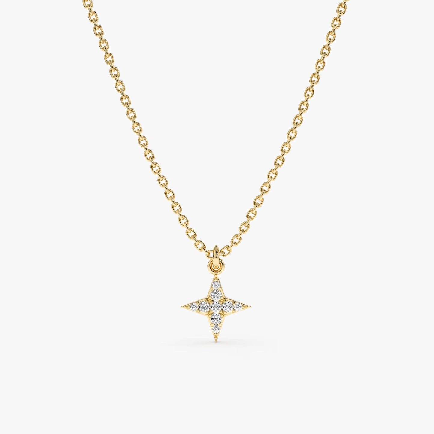 Round Cut Diamond North Star Necklace for Women